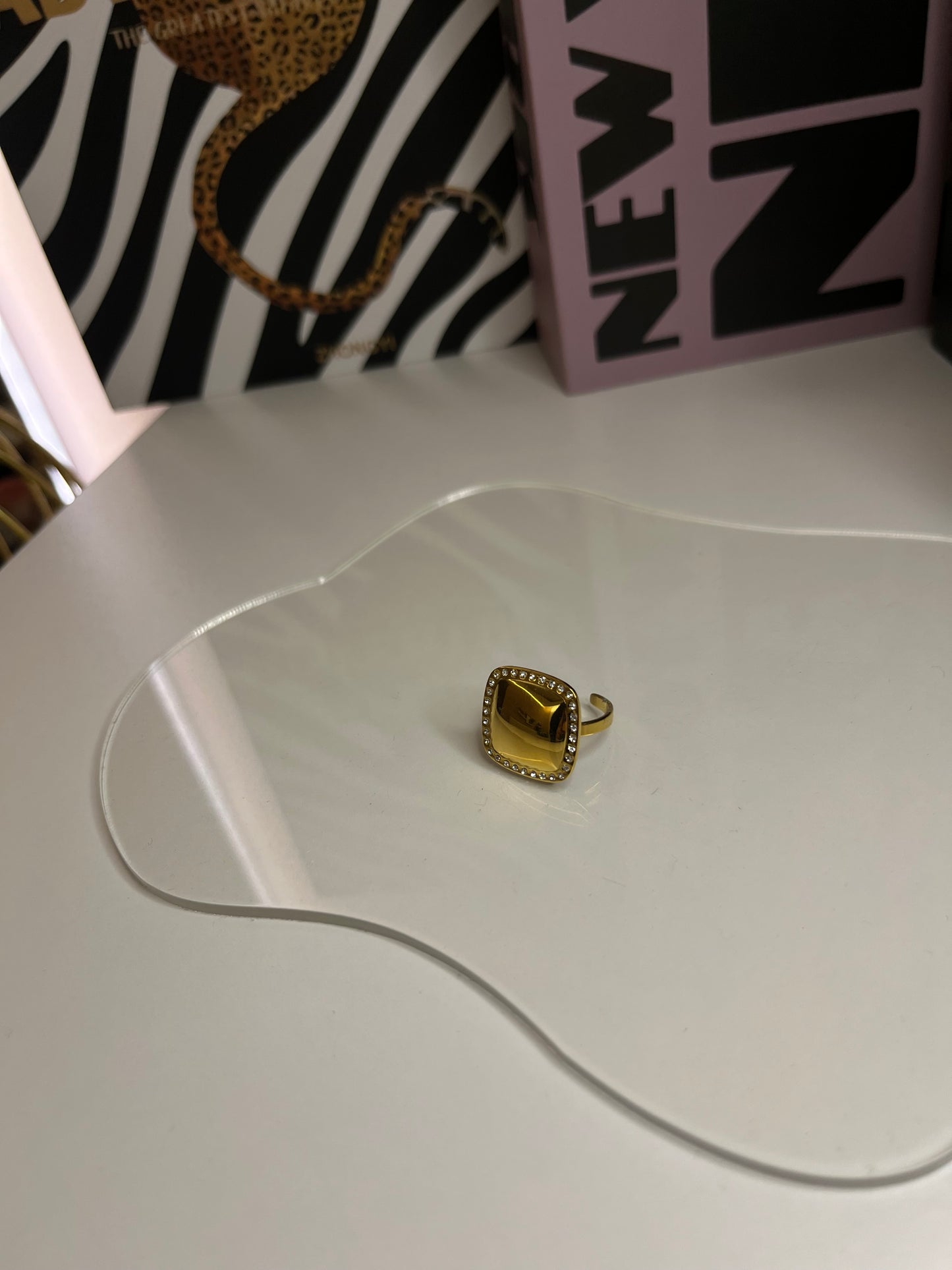Anello Quadrato strass