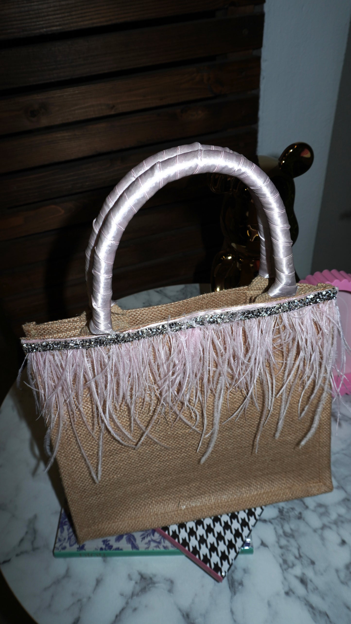 Borsa Sophya piume pink