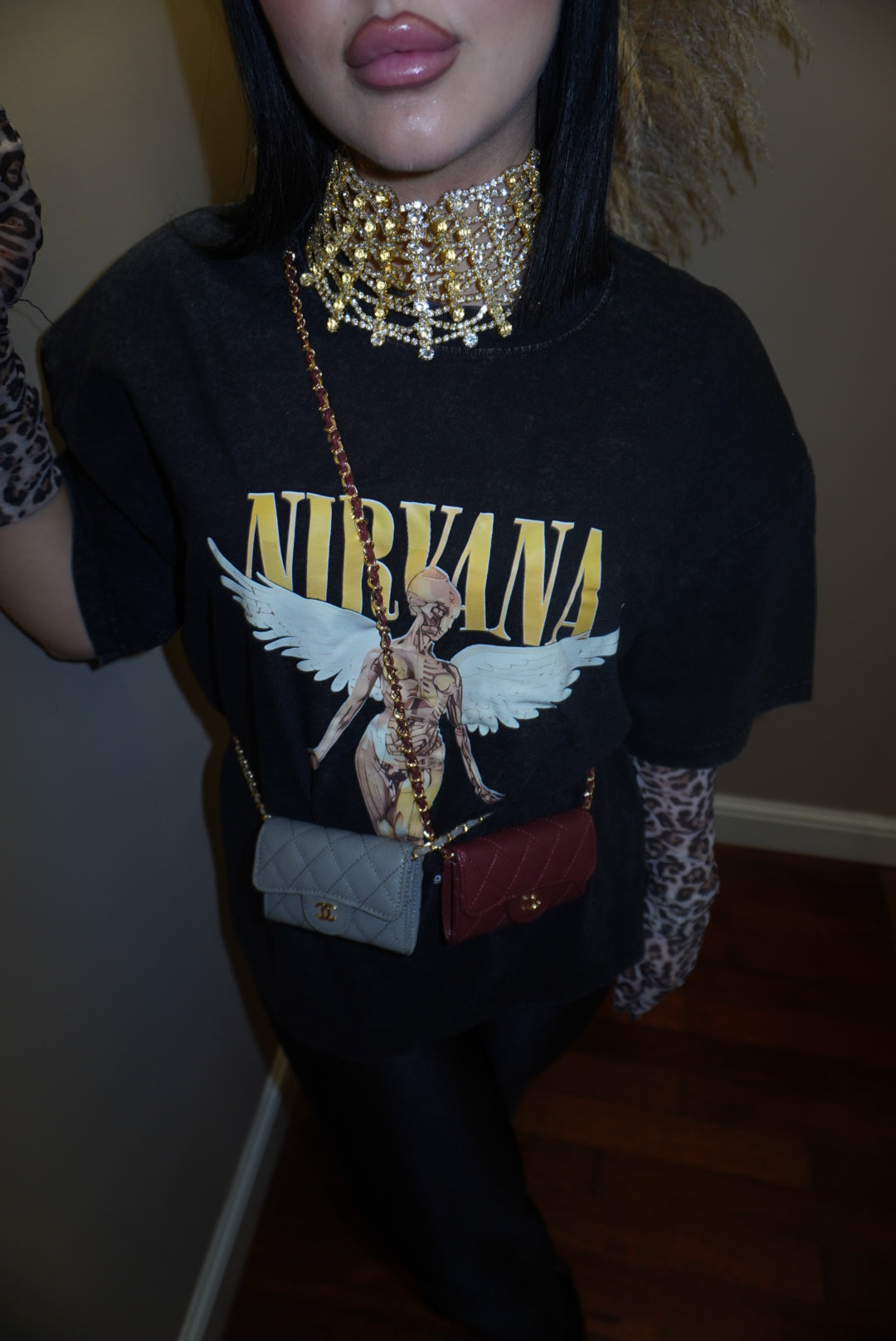 Shirt Nirvana yellow spalline imbottite