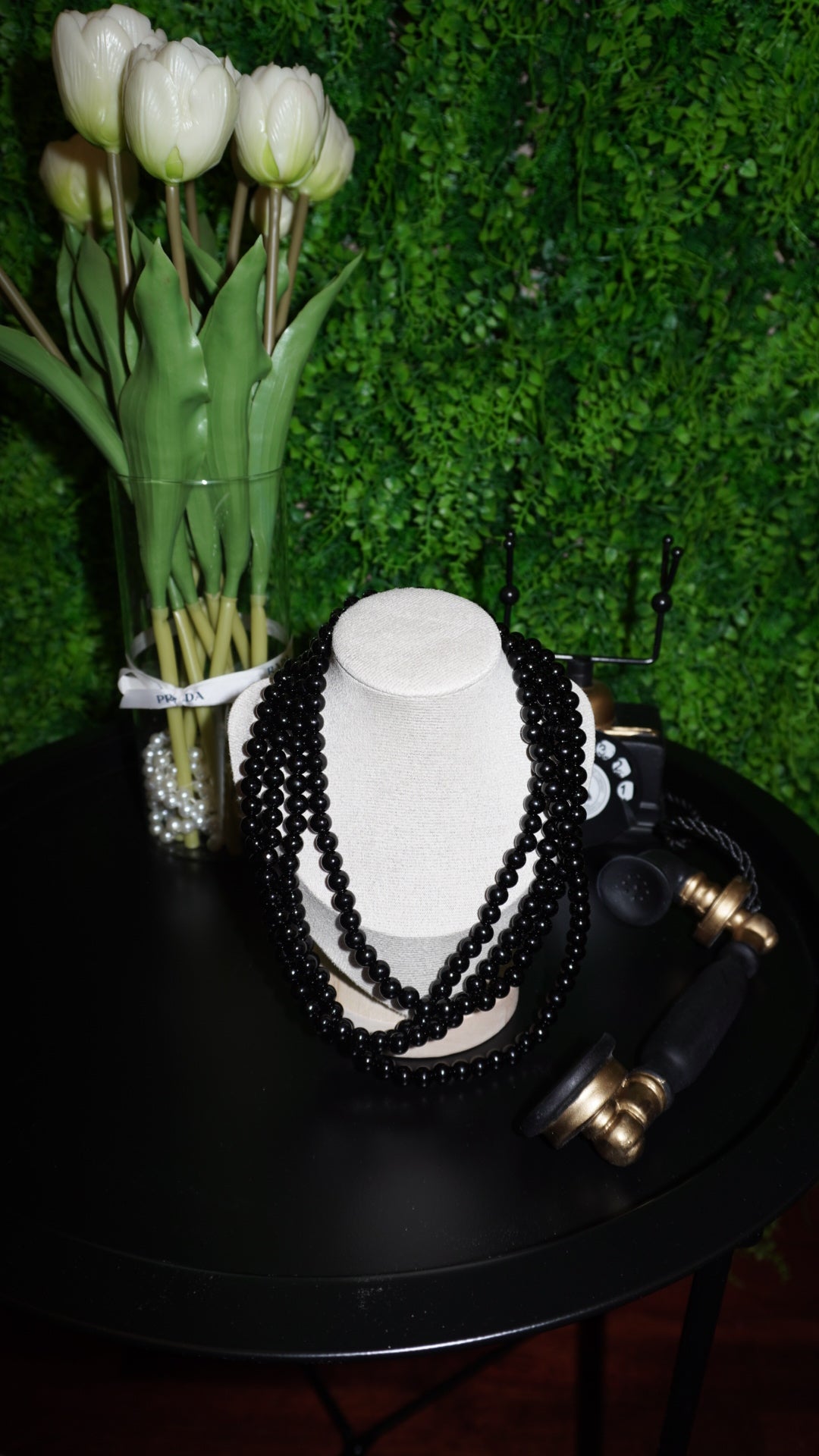 Collana black perlata