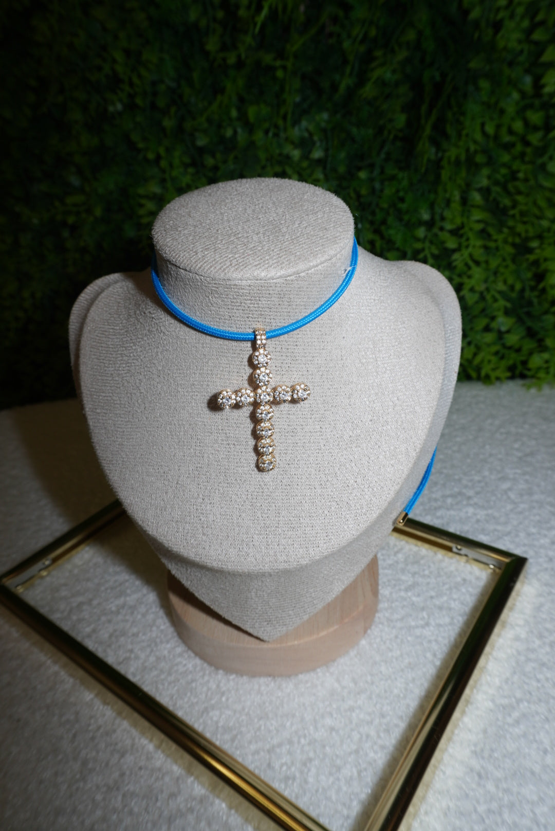 Chocker azzurro croce Asya gold