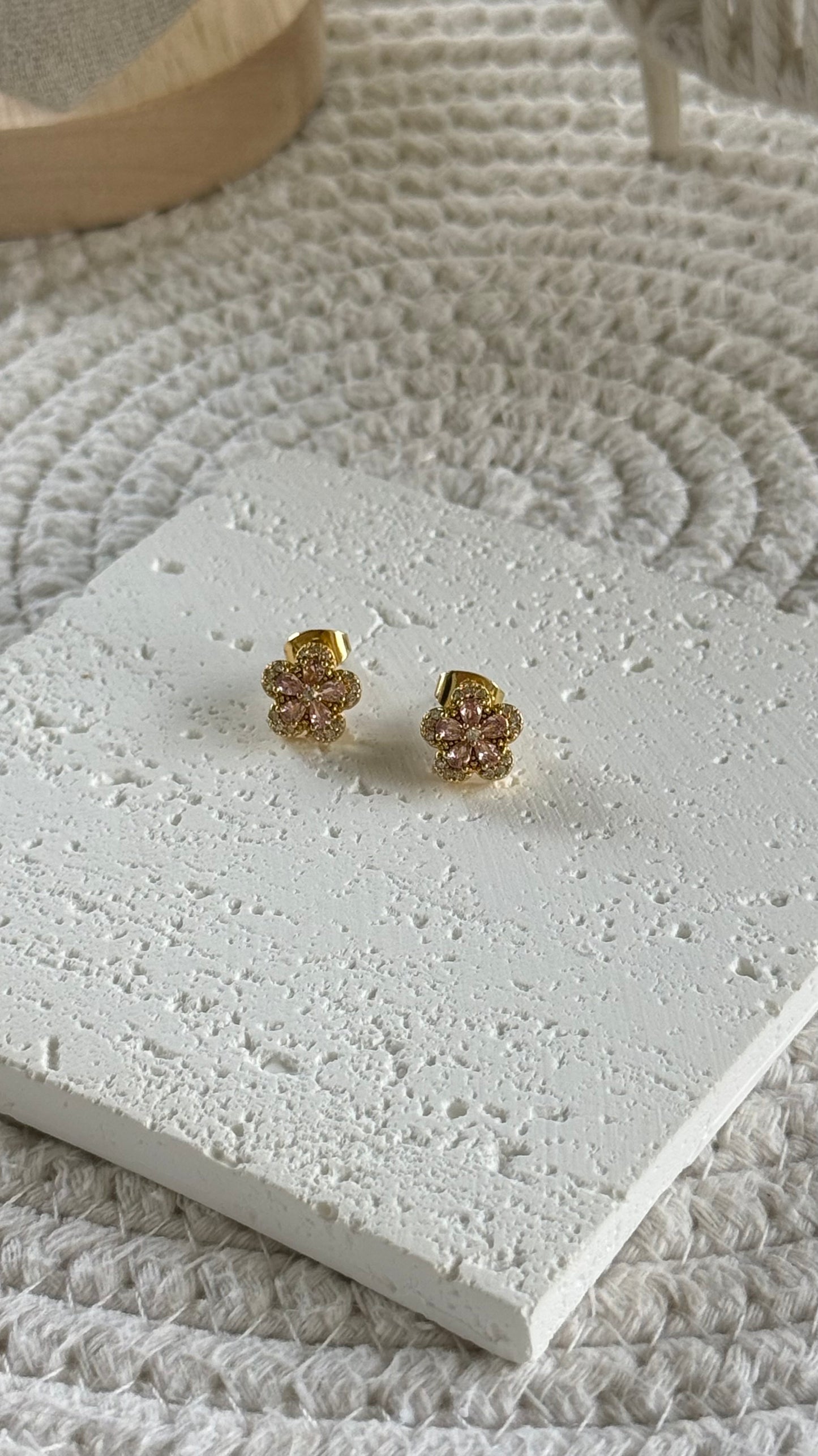 Orecchini pink Flower gold