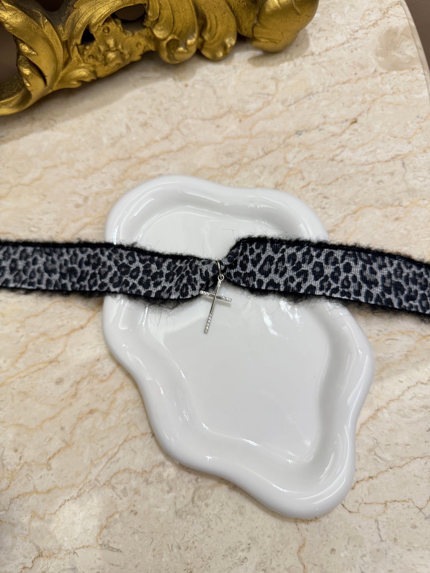Chocker Leopard Nyssa grigio