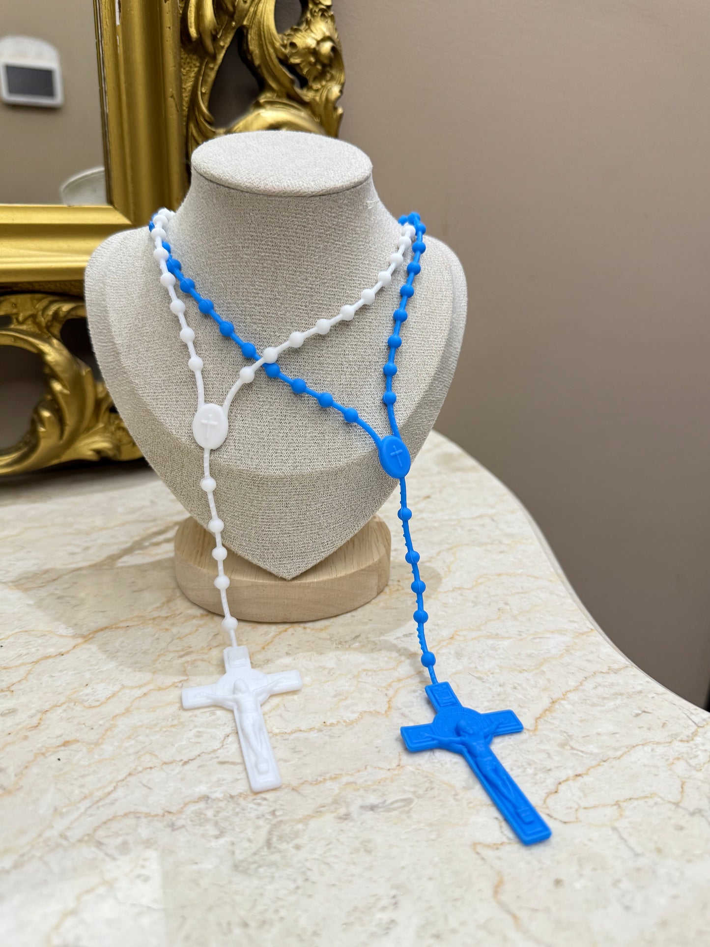 Collana Rosario bianca/blu
