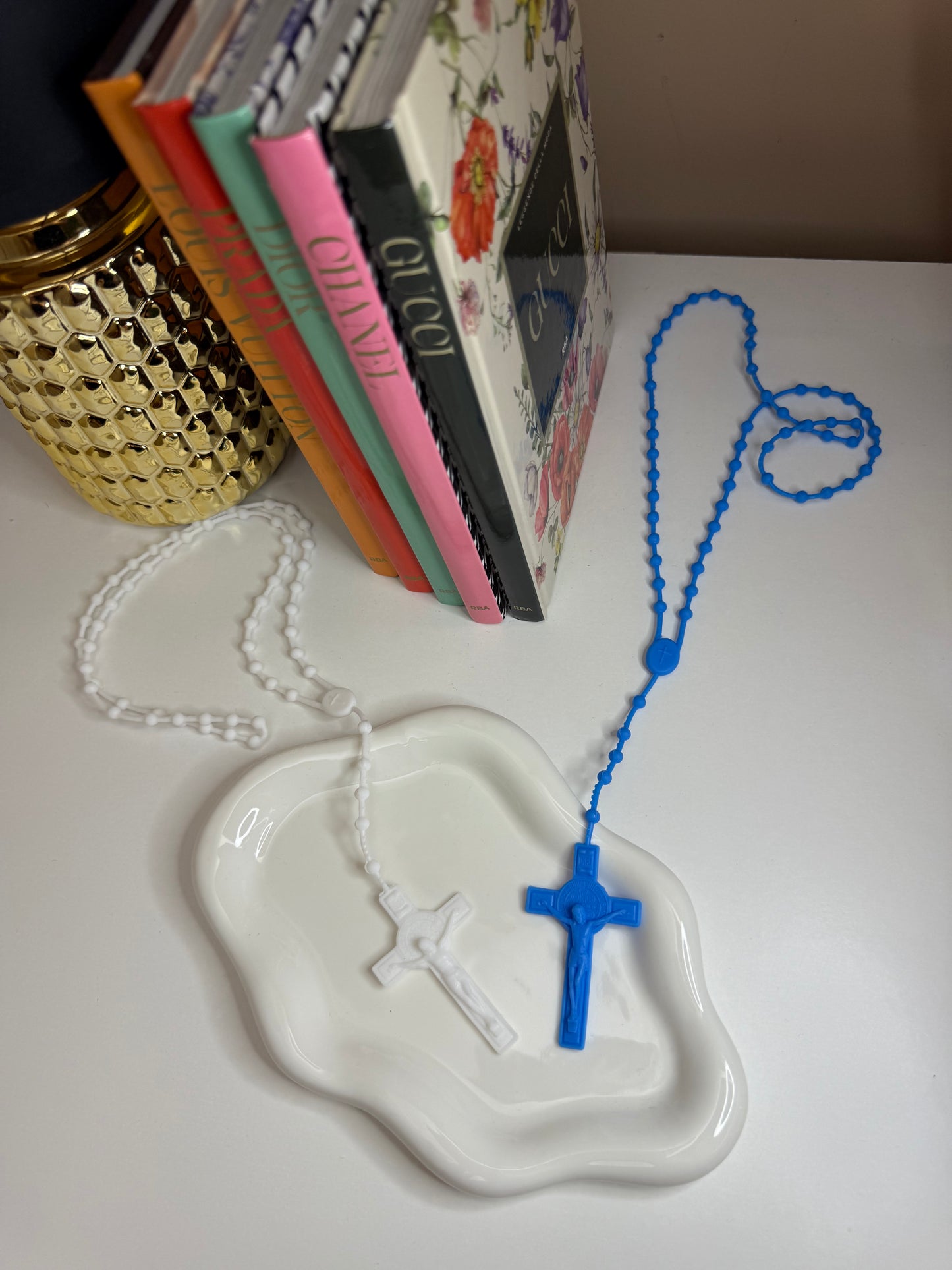 Collana Rosario bianca/blu