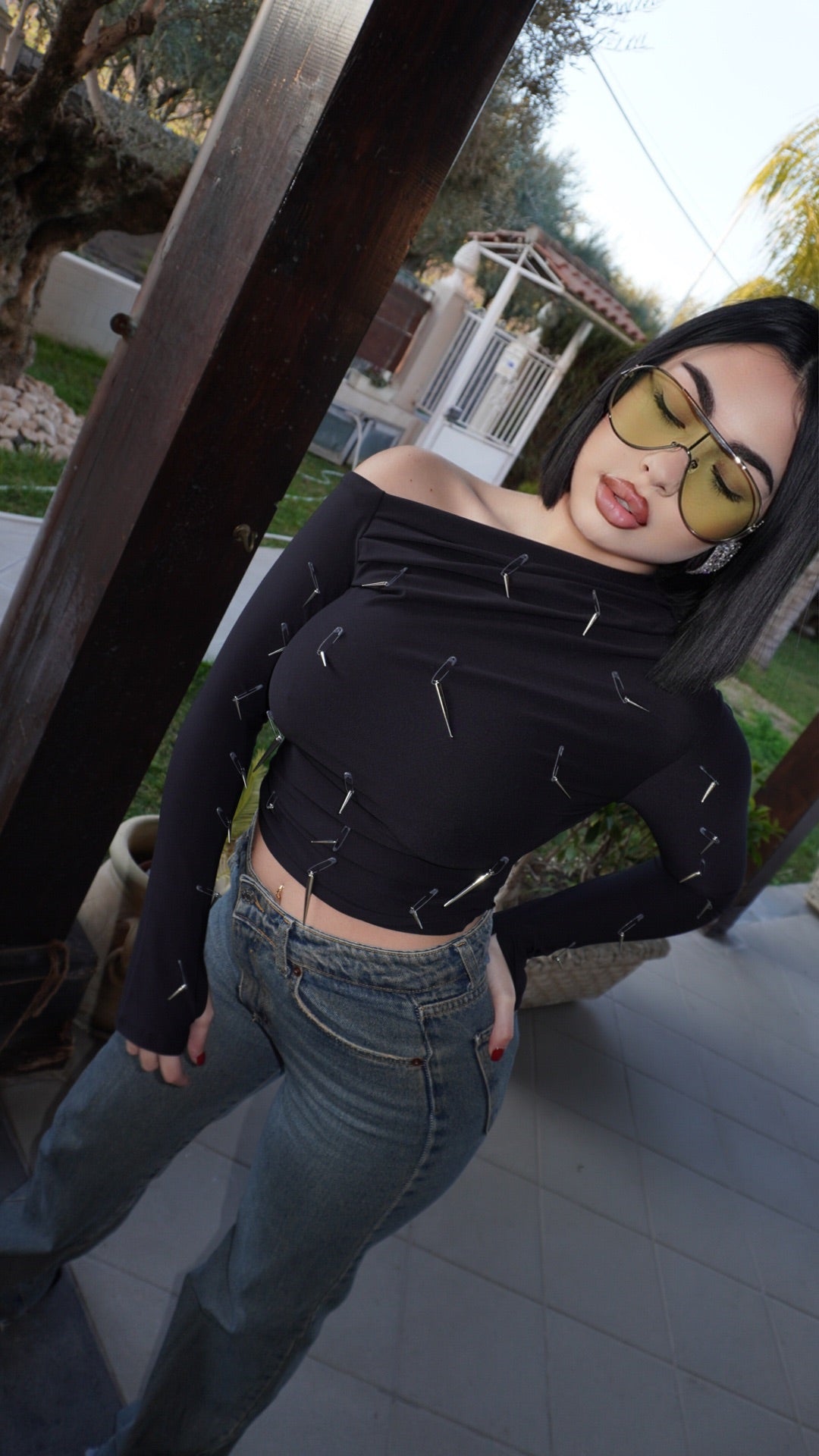 Top asimmetrico punk tg unica