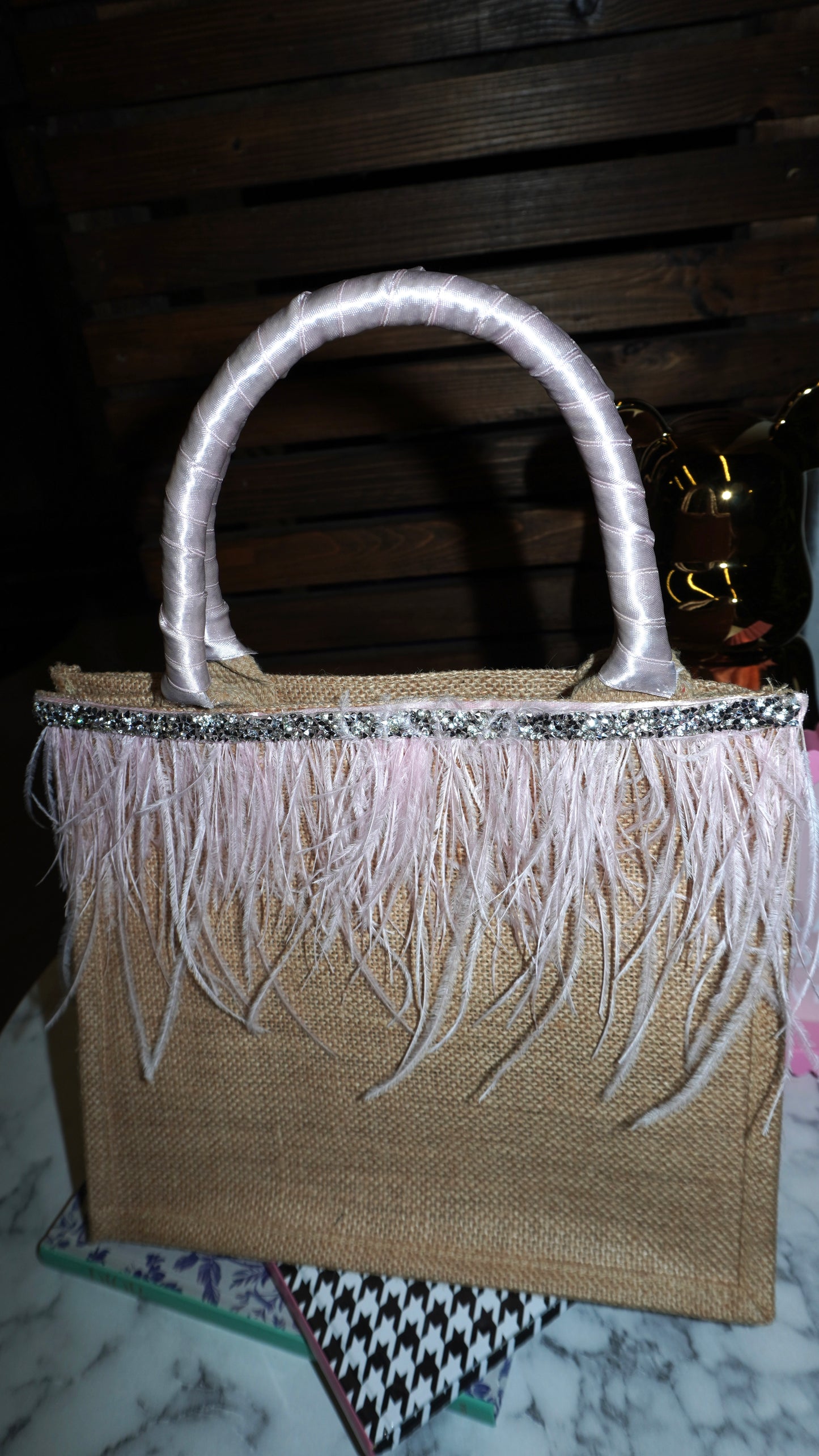 Borsa Sophya piume pink