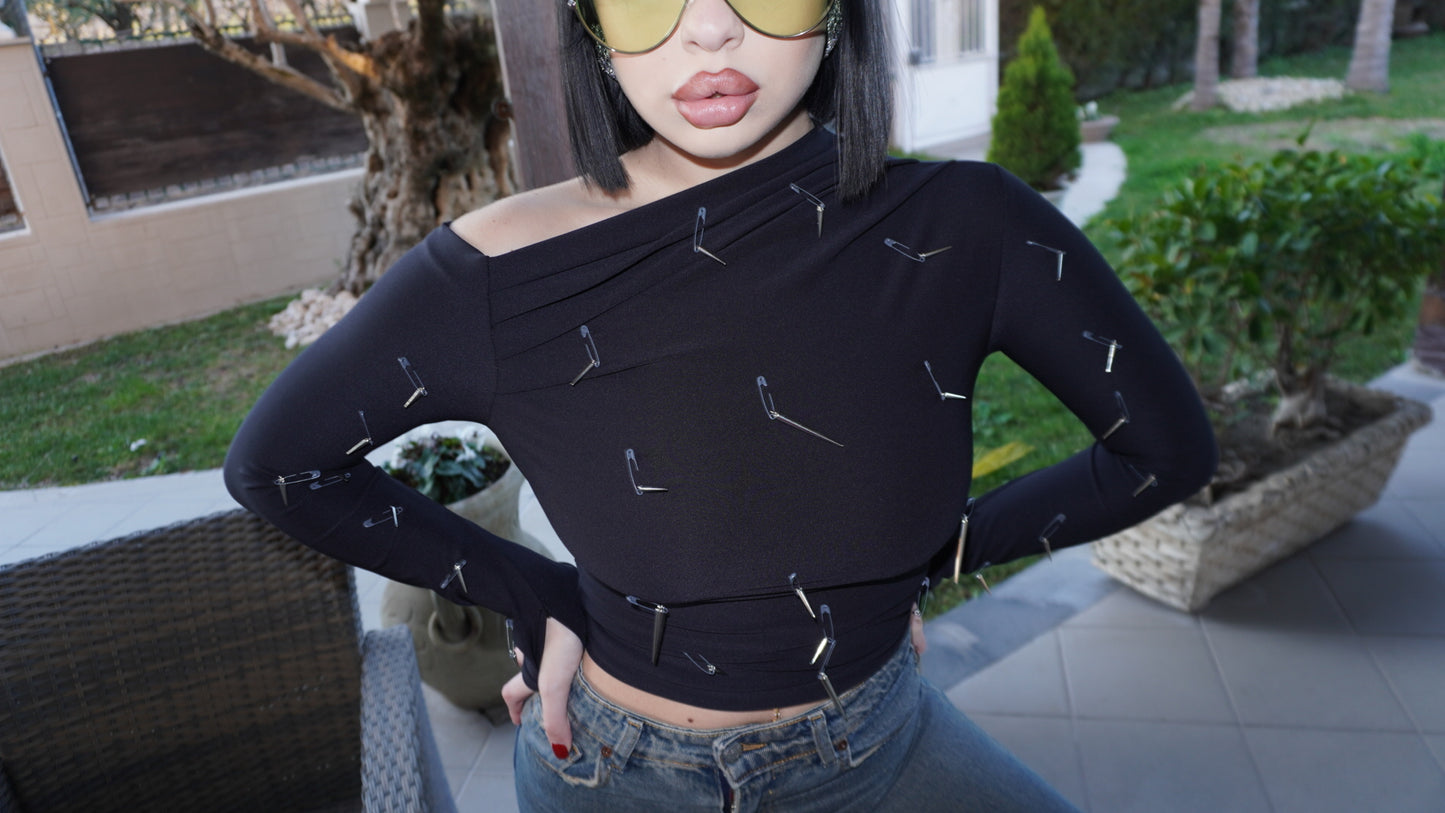 Top asimmetrico punk tg unica