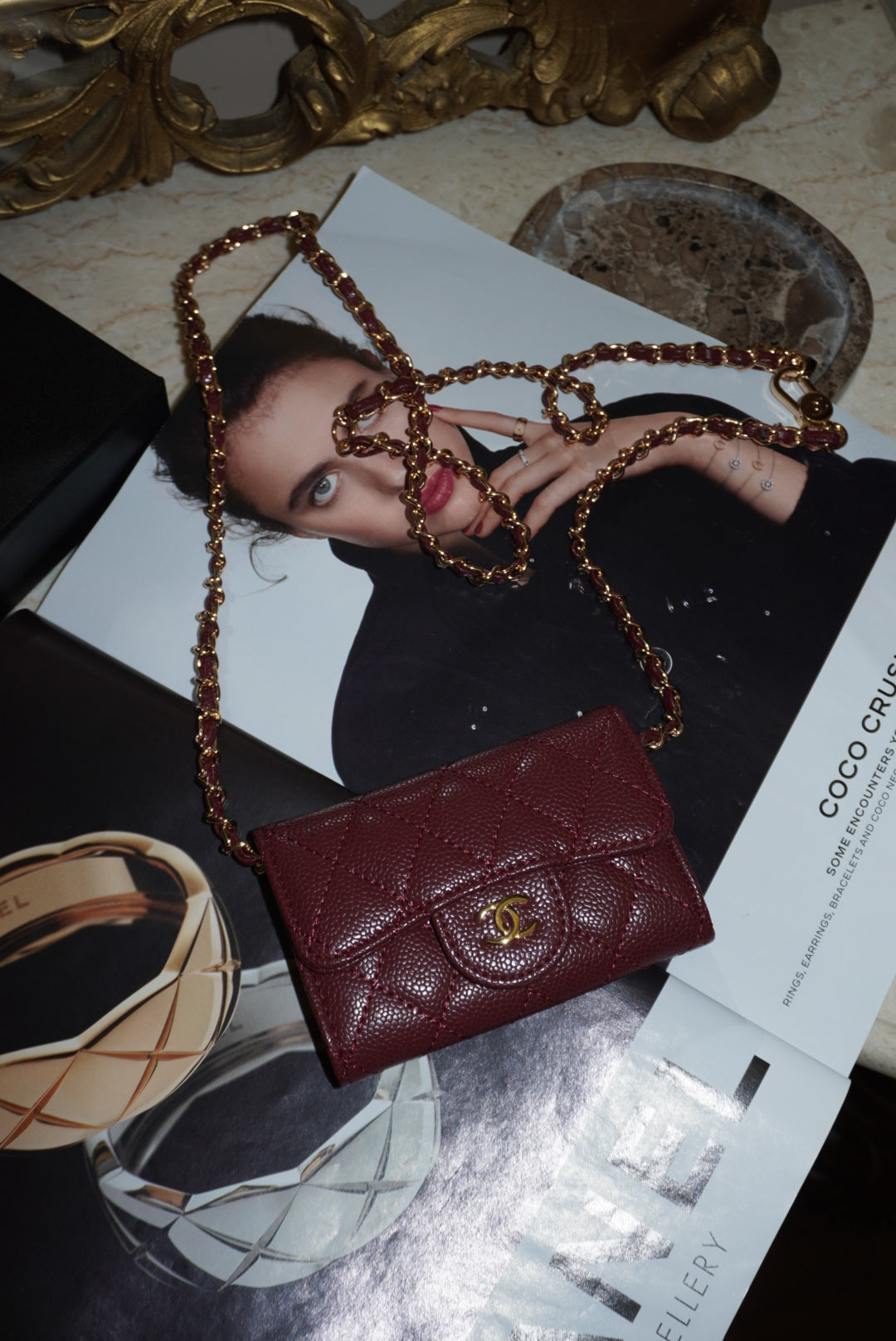 Mini bag luxury bordeaux/gold