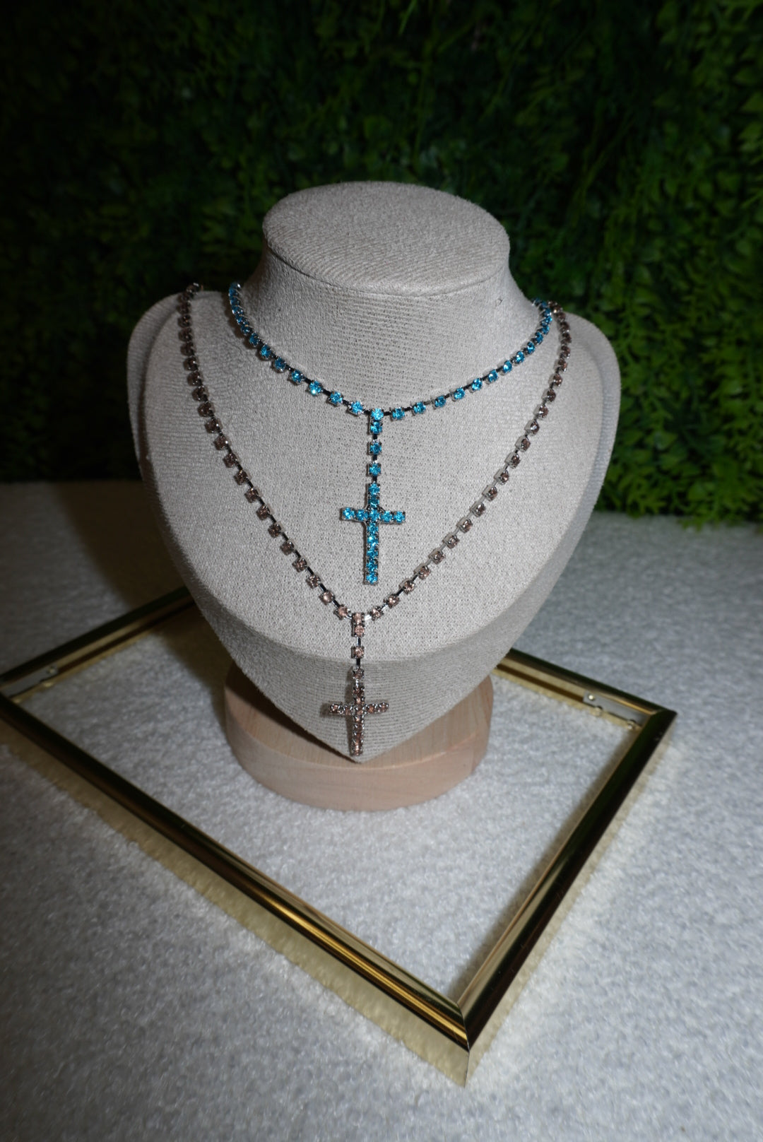 Collana Croce low cost (Blue/rose)