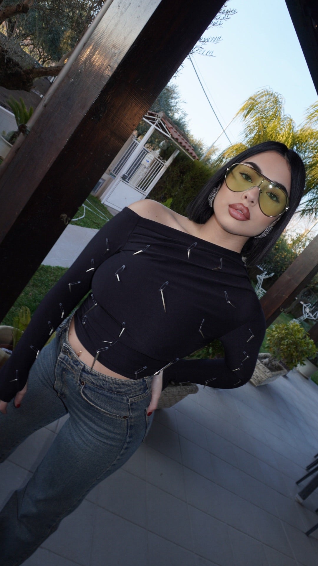 Top asimmetrico punk tg unica
