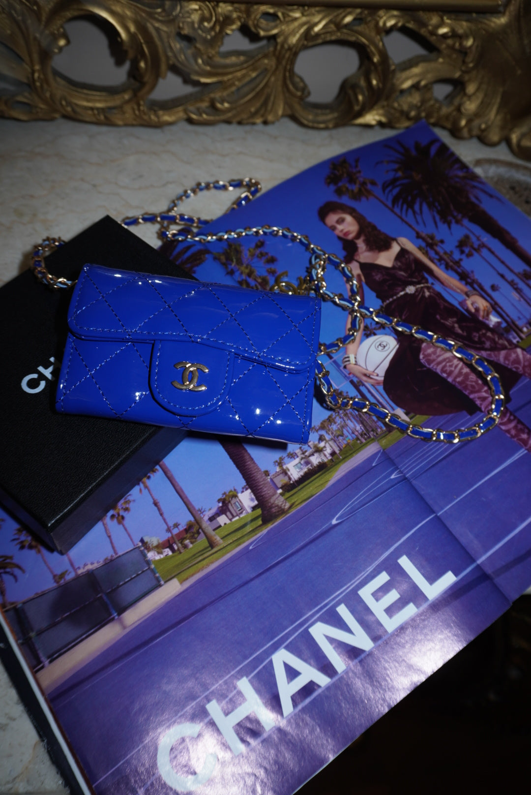 Mini bag luxury eletric blue/gold