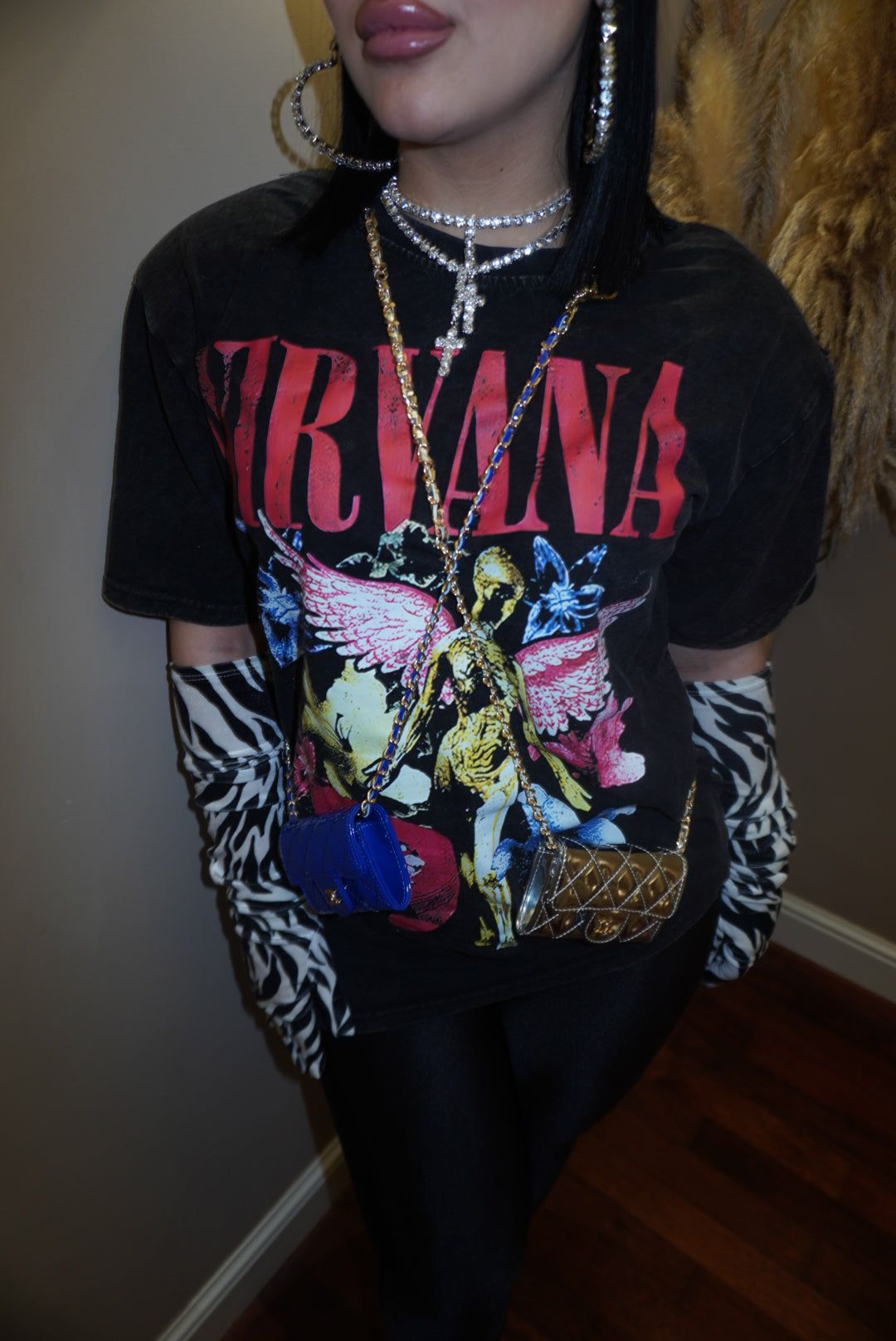 Shirt Nirvana spalline imbottite