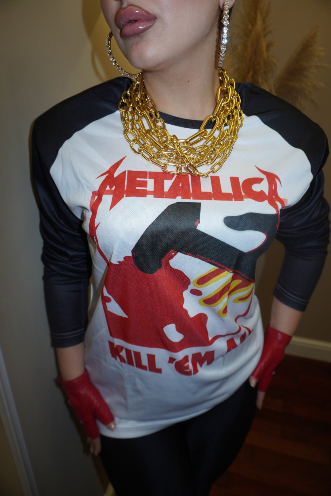 Long sleeve Metallica spallina imbottita