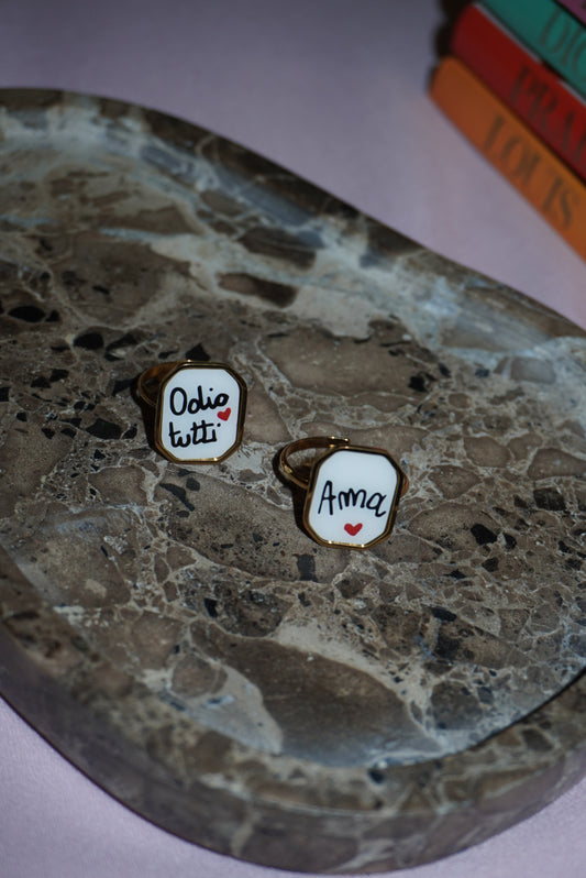 Anello Ama/Odio tutti gold