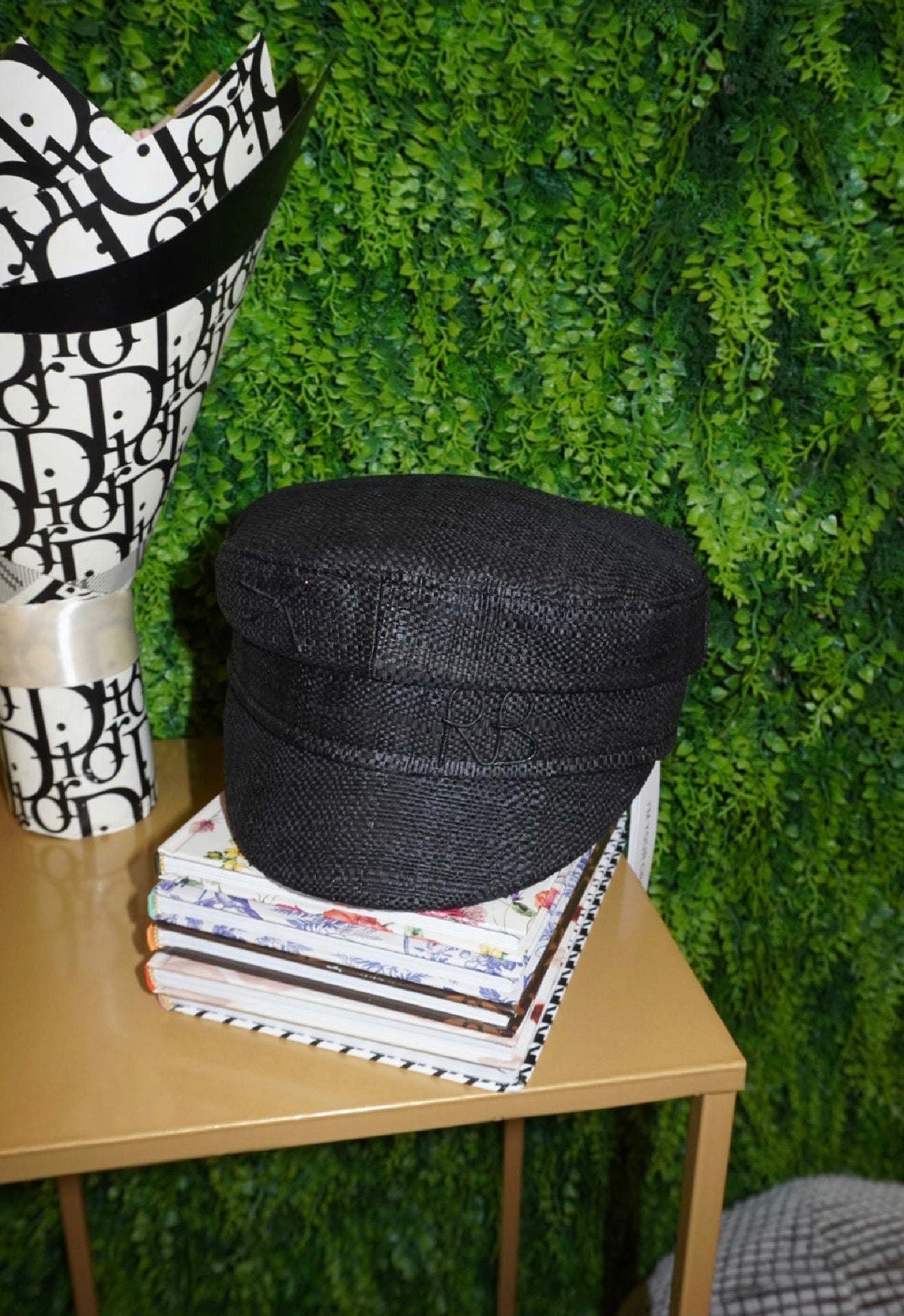 Cappello Rb in rafia nero Top quality