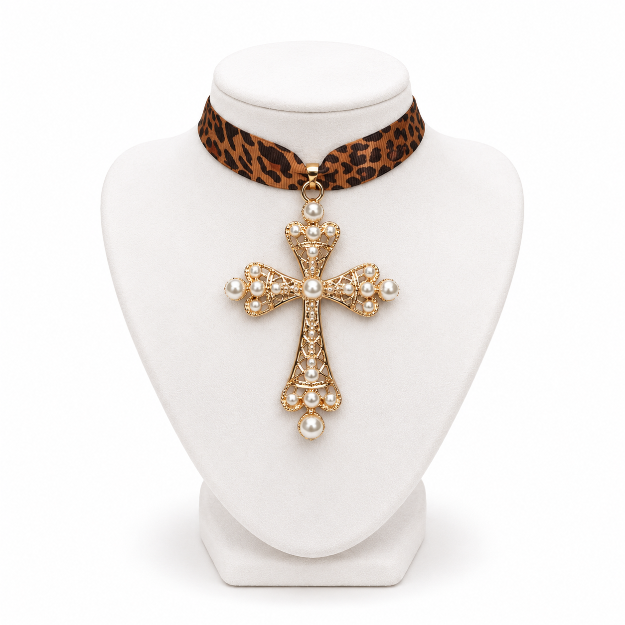 Chocker Big Croce perlata