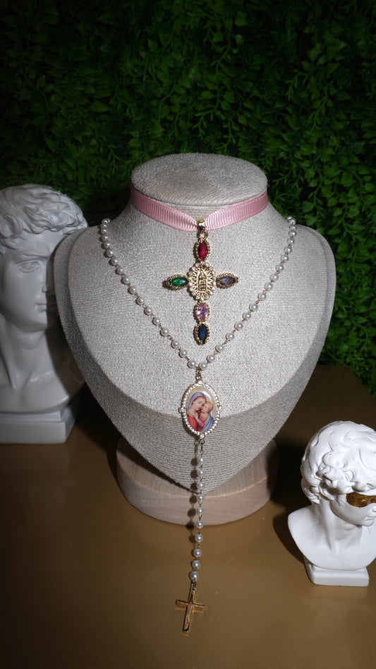 Combo Santissima Pink (Chocker+collana)
