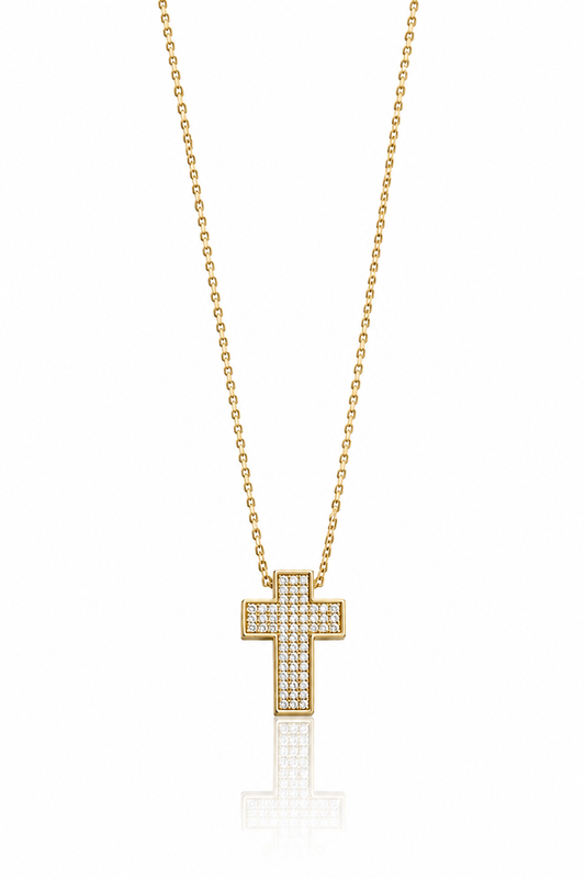 Collana piccola croce strass gold