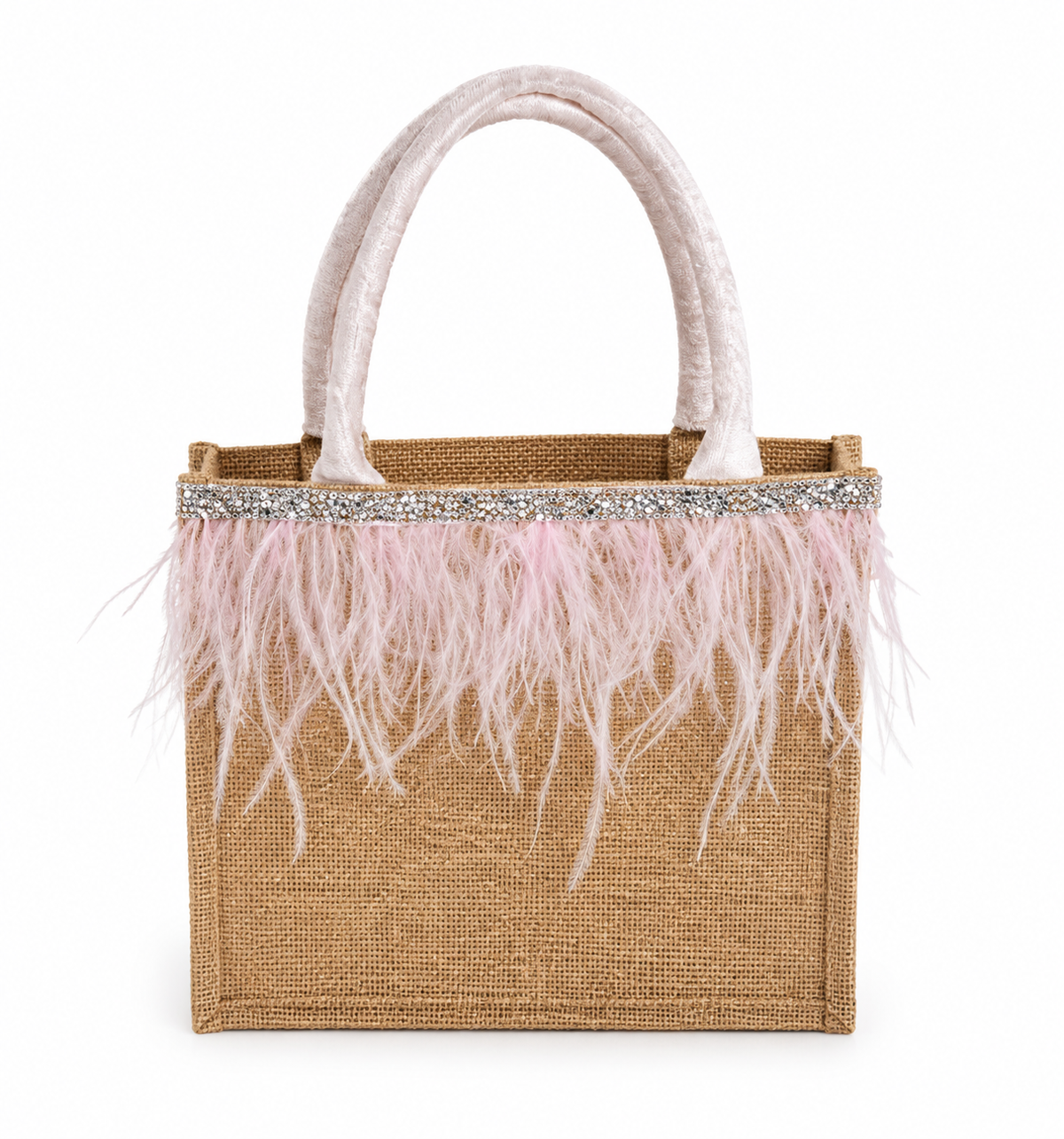 Bag in paglia con piume