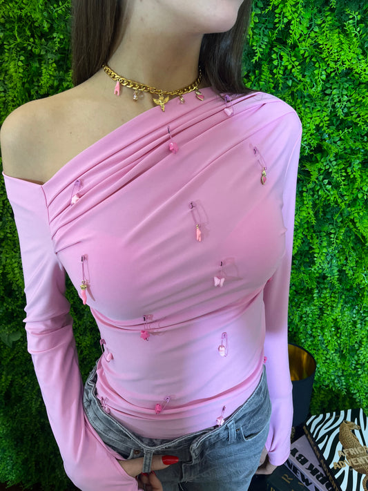 Top asimmetrico Morena pink tg unica