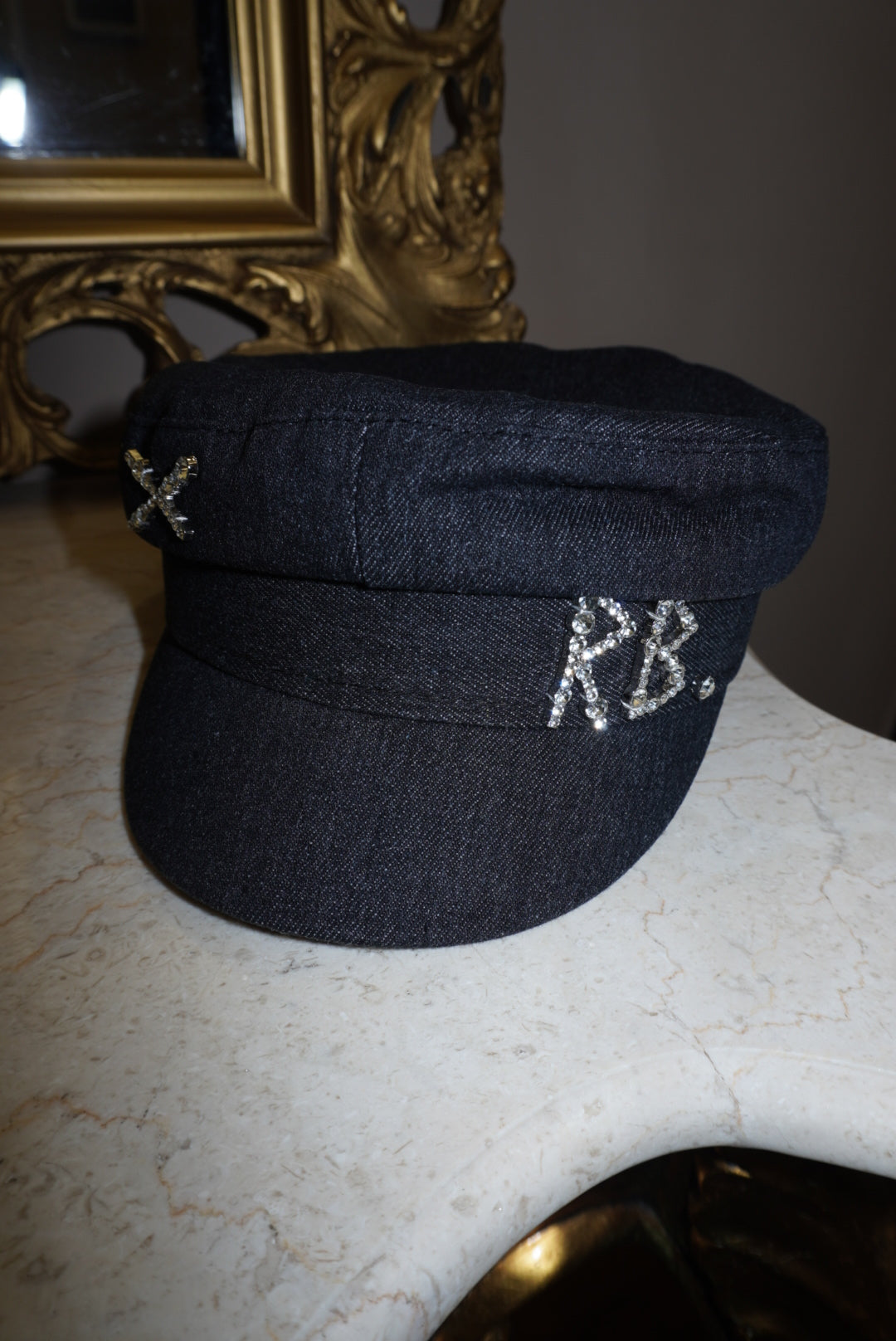 Cappello Rb denim scuro lettere silver