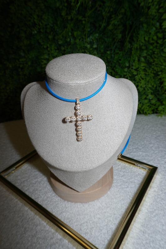 Chocker azzurro croce Asya gold