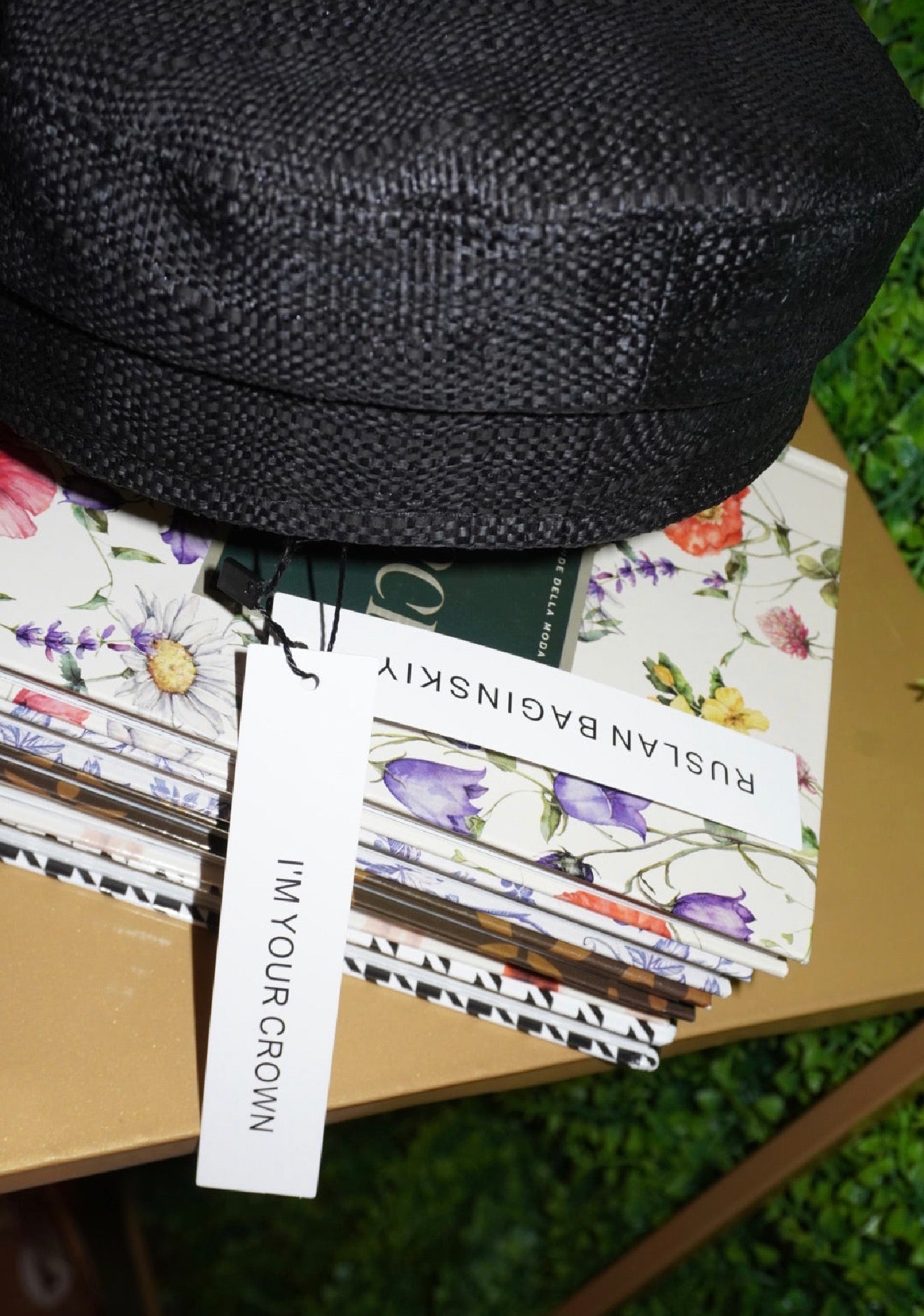 Cappello Rb in rafia nero Top quality