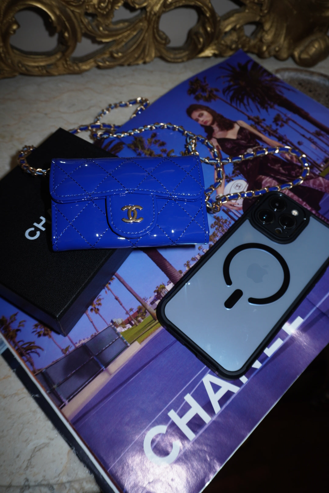 Mini bag luxury eletric blue/gold