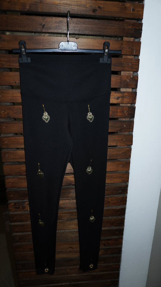 Legging modellante con Charms cuori sacri gold