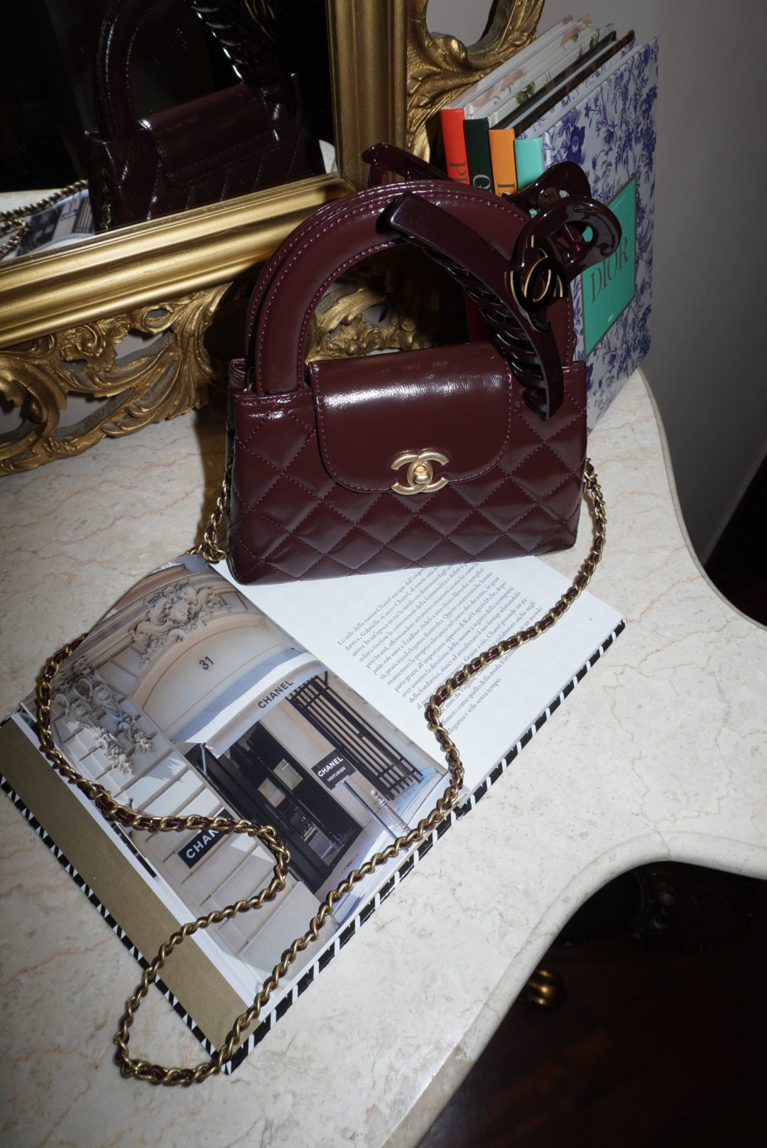 Bag Luxury + pinza in regalo bordeaux