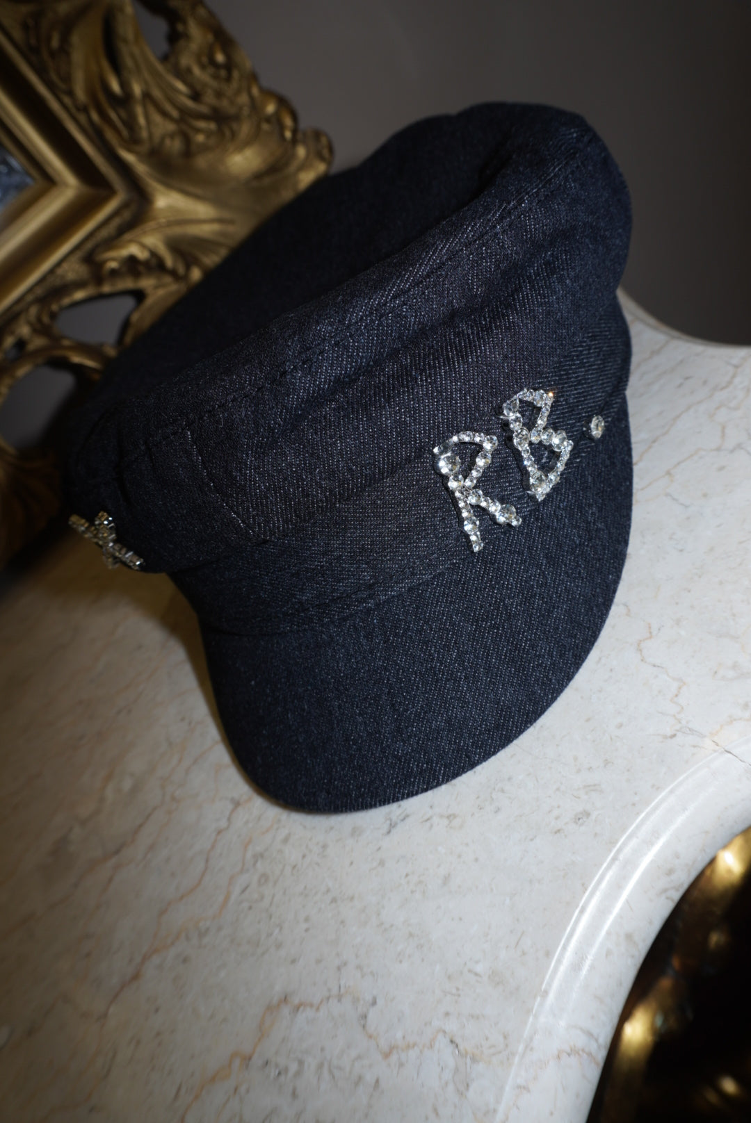 Cappello Rb denim scuro lettere silver