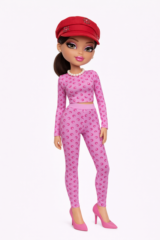 Coordinato Lune lilla/red