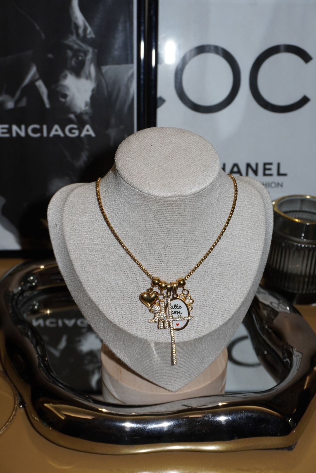 Collana multi charms gold