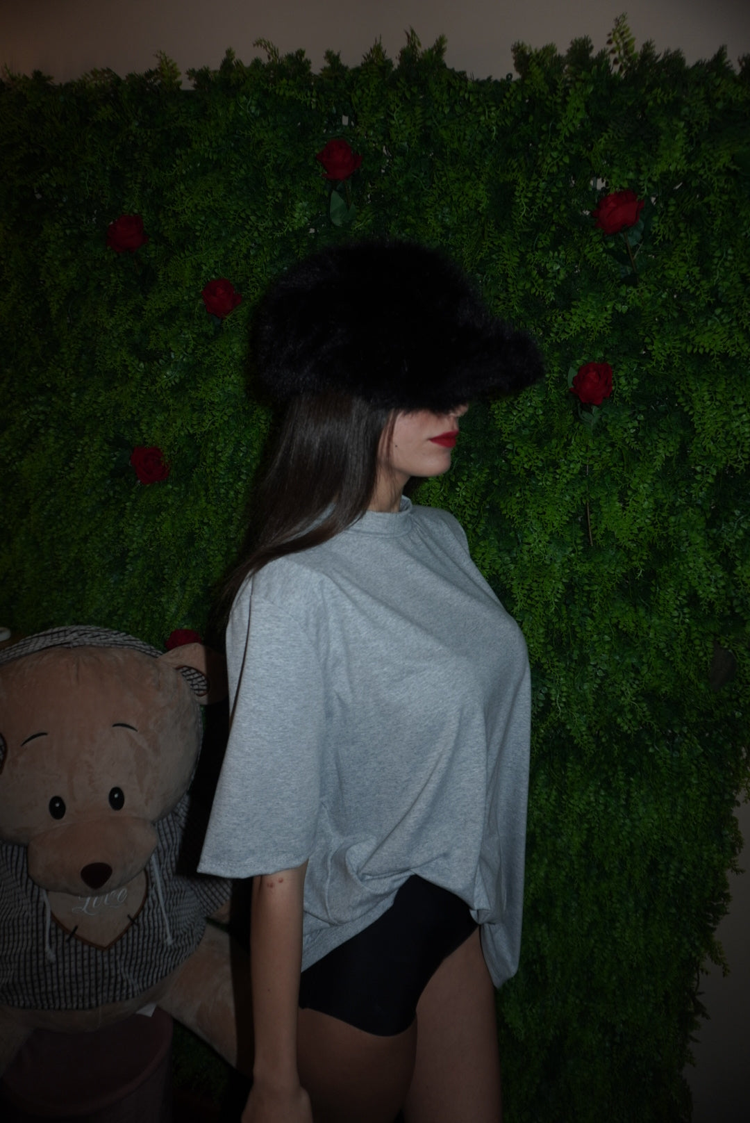 Cappello nero in pelliccia