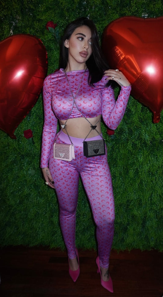 Coordinato Lune lilla/red