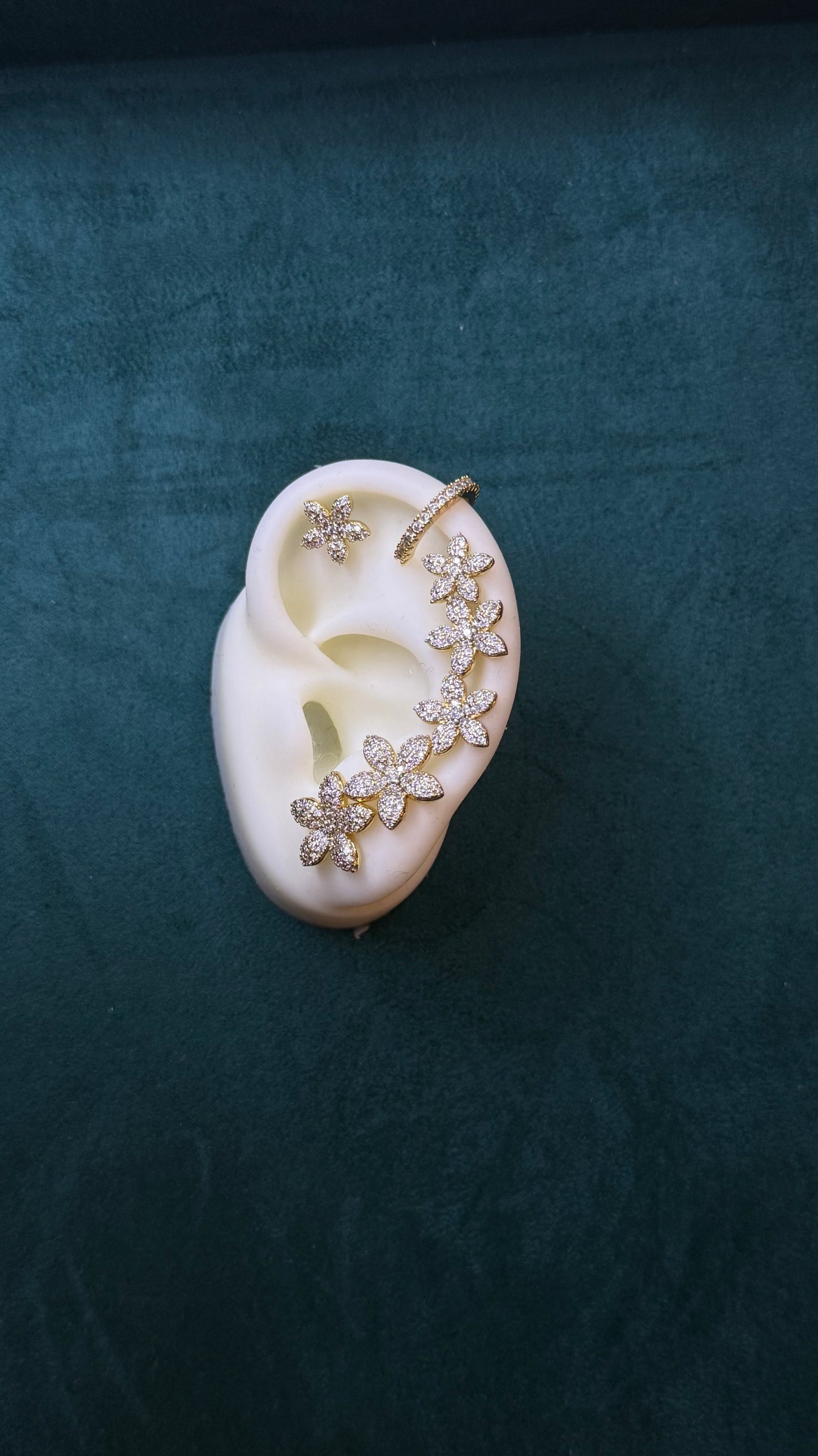 Set Fiore + Earcuff sottile gold