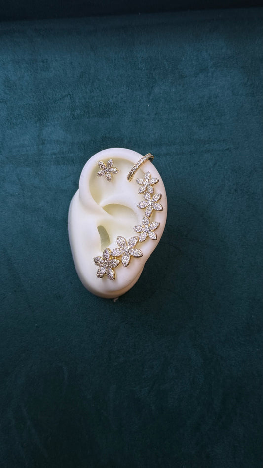 Set Fiore + Earcuff sottile gold
