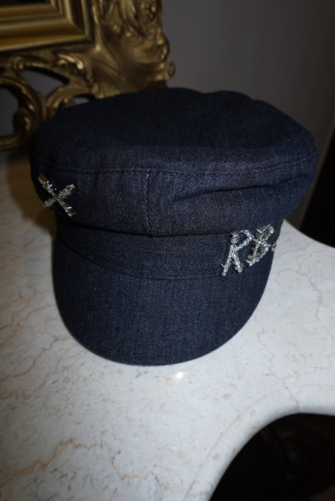 Cappello Rb denim scuro lettere silver