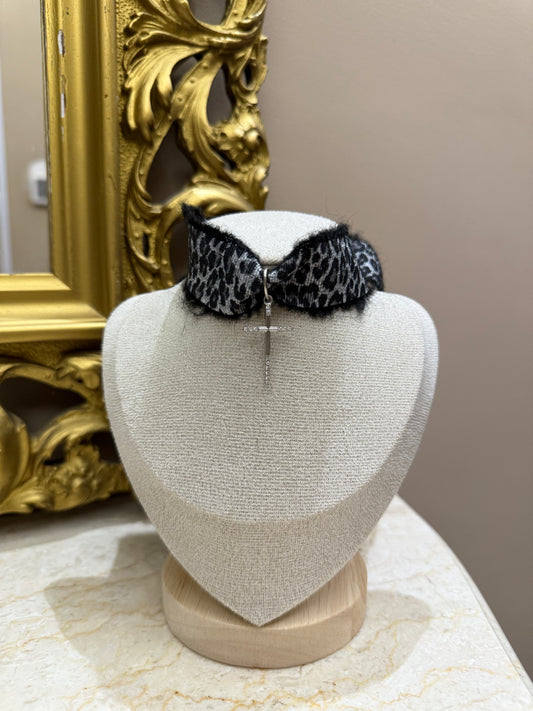 Chocker Leopard Nyssa grigio