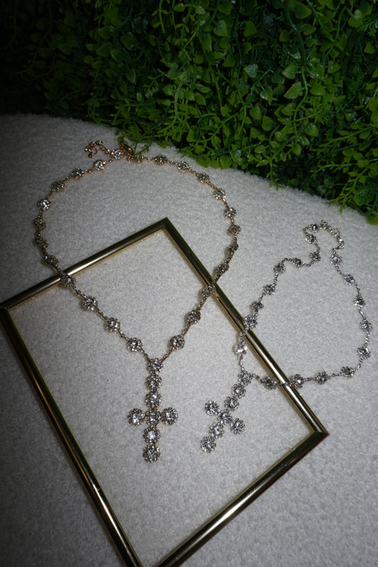 Collana Croce Amélie gold/silver