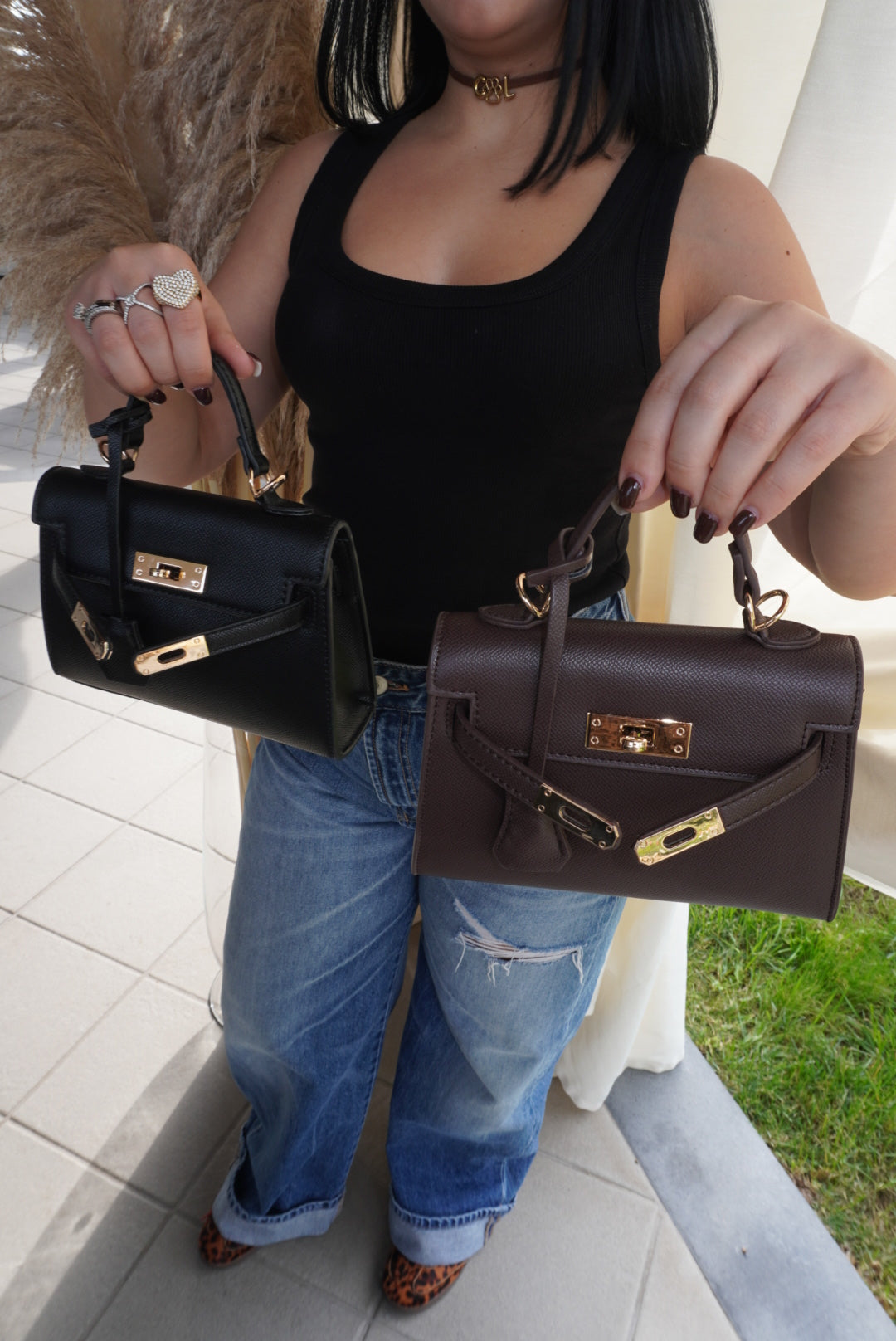 Bag Yara black/coffee (con tracolla)