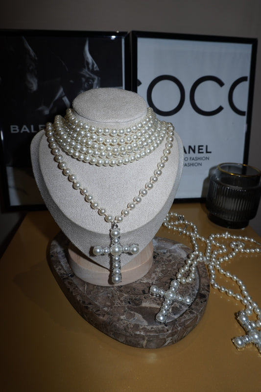 Combo in perle Chocker + Collana